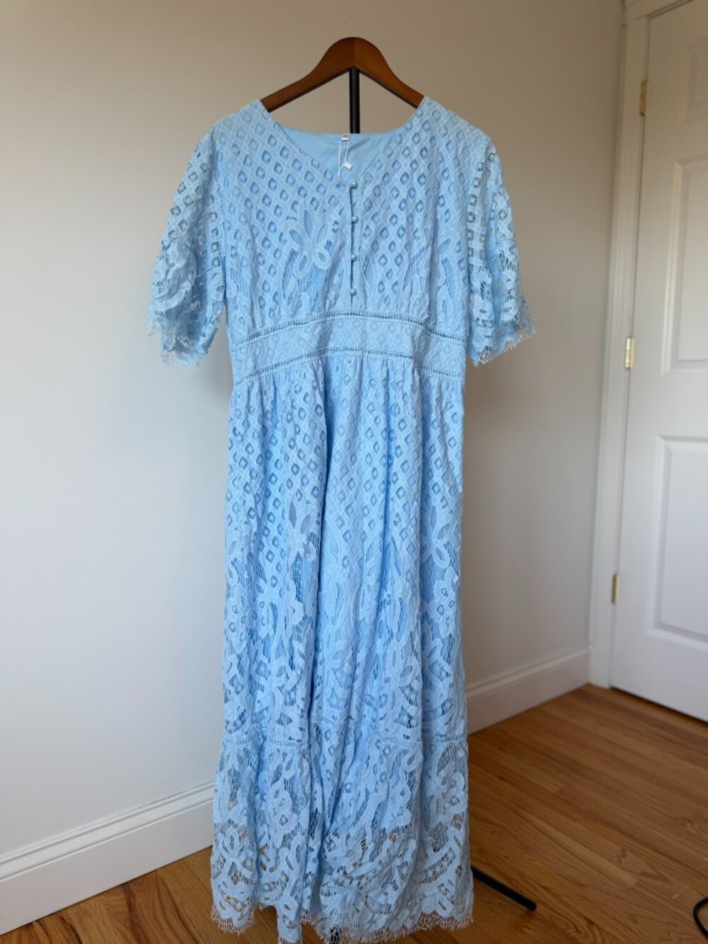 Petallush Powder Blue Lace Embroidered Midi Dress 2XL NWT